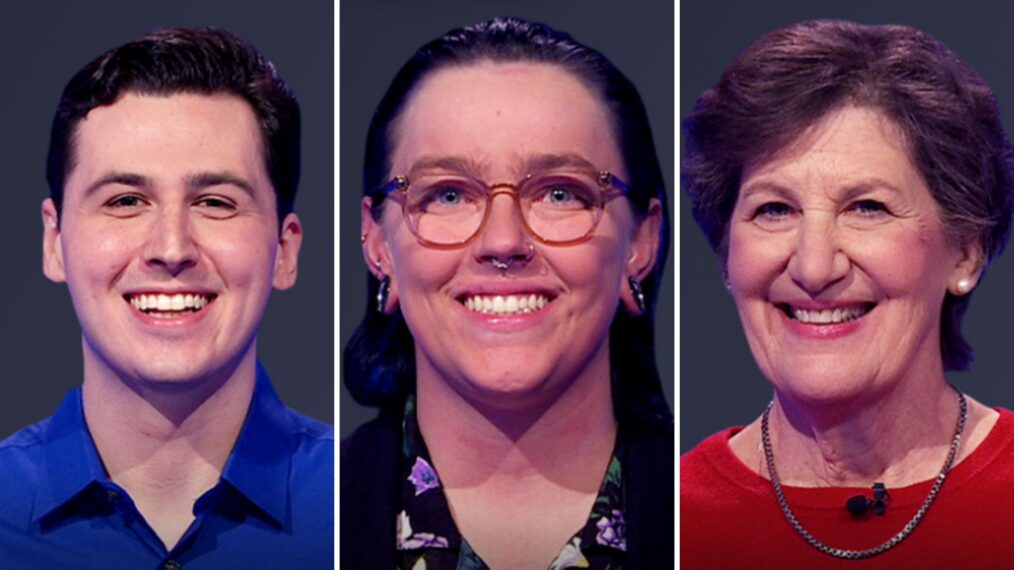 (from left) Jeopardy! contestants Rocco Graziano, Kiley Campbell, and Janis Raye on June 26, 2025