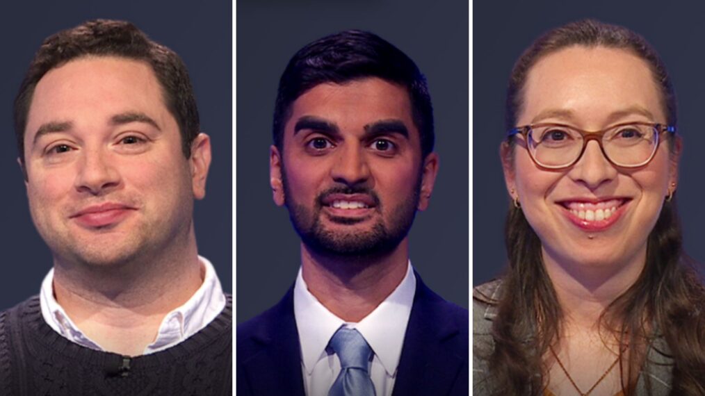 (from left) Jeopardy! contestant Ted Nyman, Nikhil Joshi, and Jackie Rogoff on Monday, June 6, 2025