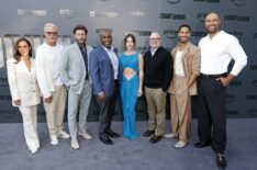 Jessica Camacho, Eric Dane, Jensen Ackles, Vernon Sanders, Violett Beane, Derek Haas, Elliot Knight, and Uli Latukefu attend the Los Angeles premiere of 'Countdown' in June 2025