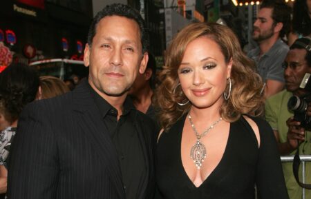 Angelo Pagan and actress Leah Remini arrives during the premiere of Picturehouse's