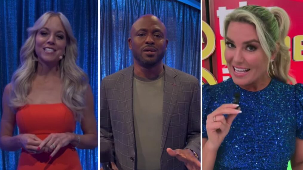 Let's Make a Deal model Tiffany Coyne and host Wayned Brady and The Price Is Right model Rachel Reynolds