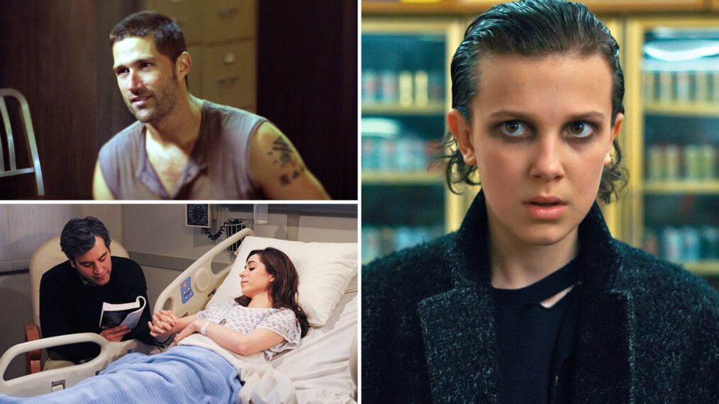 Matthew Fox on Jack Shepard on 'Lost,' Millie Bobby Brown as Eleven in 'Stranger Things,' and Josh Radnor as Ted Mosby and Cristin Milioti as Tracy McConnell in 'How I Met Your Mother'