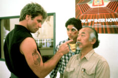 Martin Kove, Ralph Macchio, Pat Morita in The Karate Kid