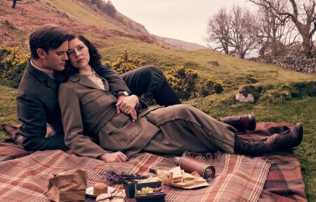 Jeremy Irvine and Hermione Corfield in 'Outlander: Blood of my Blood' Season 1