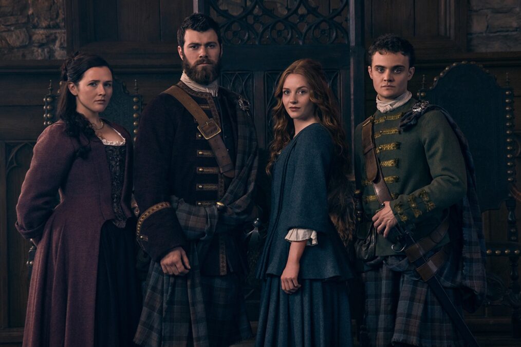 Sadhbh Malin, Sam Retford, Harriet Slater, and Seamus McLean Ross in 'Outlander: Blood of my Blood' Season 1