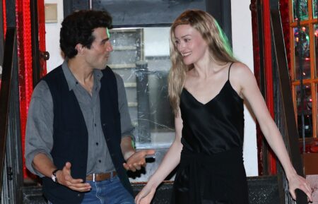 Paul Kelly and Sarah Pidgeon as JFK Jr and Carolyn Bessette are seen on the set of Ryan Murphy's