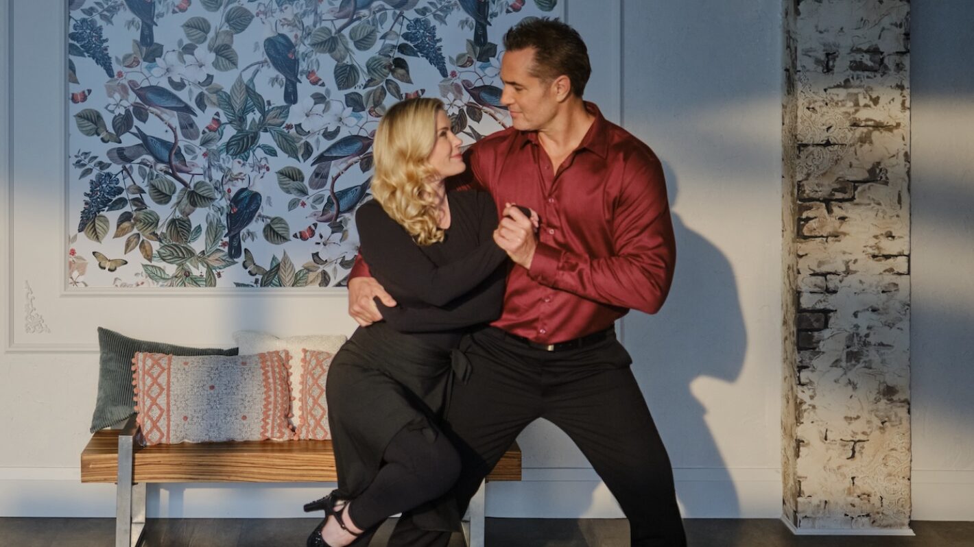 Alison Sweeney and Victor Webster as Hannah and Chad in 'Pie to Die For: A Hannah Swensen Mystery'