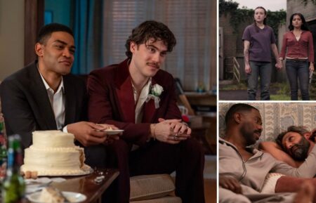 Owen Thiele as Anton, Jack Innanen as Paul Baker in 'Adults'; Bella Ramsey and Isabela Merced as Ellie and Dina in 'The Last of Us' Season 2; Colman Domingo and Marco Calvani as Danny and Claude in 'The Four Seasons'