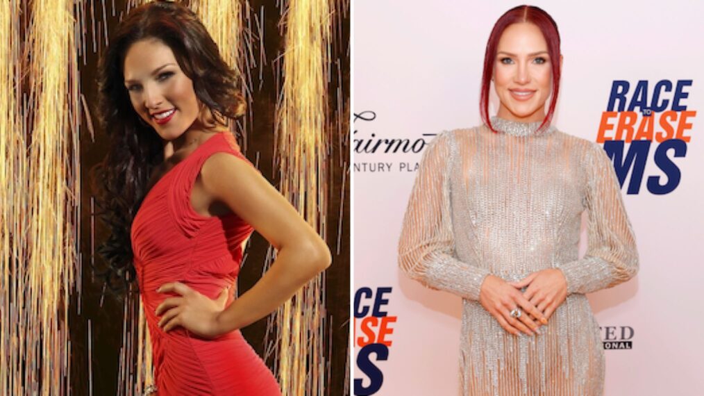 Sharna Burgess in 2013 and 2025