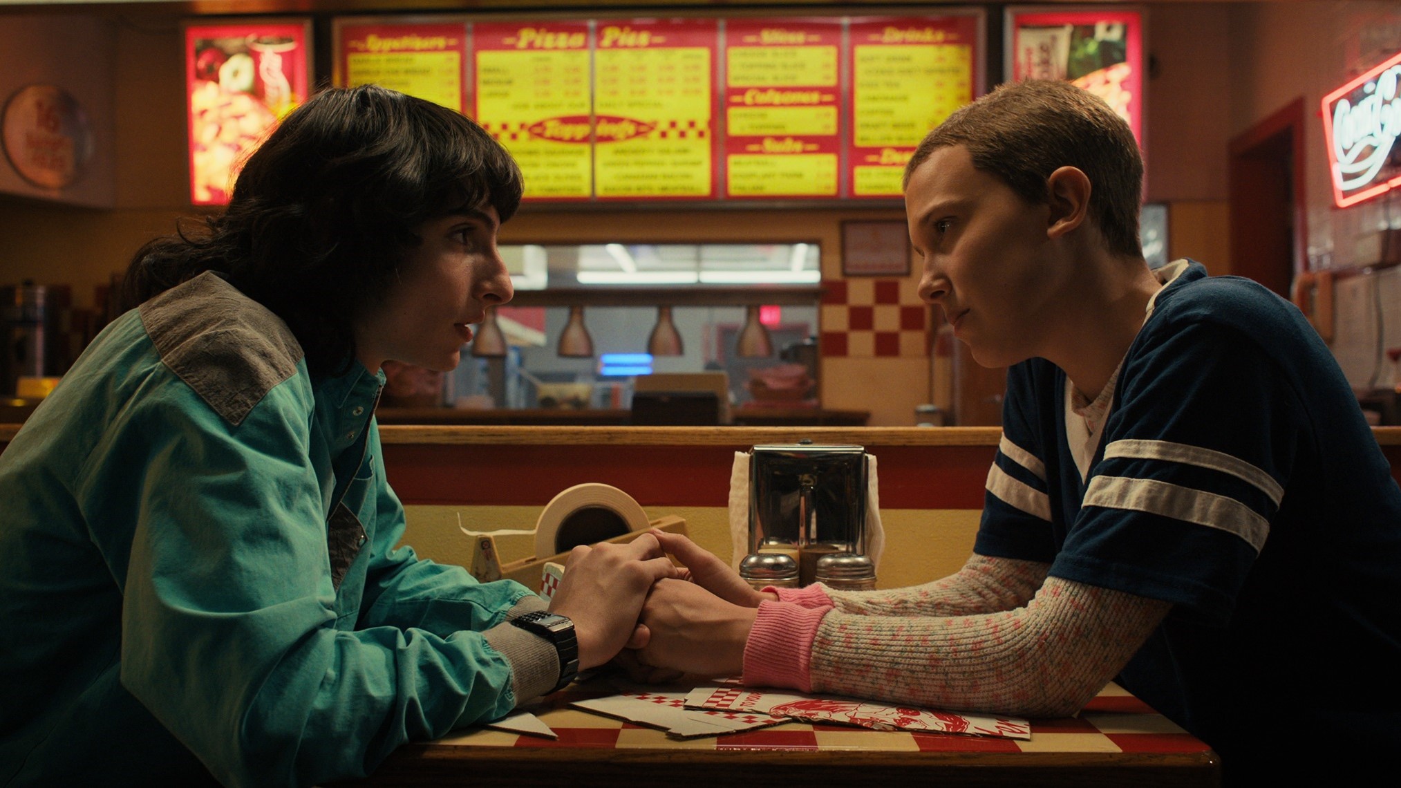 Finn Wolfhard and Millie Bobby Brown in 'Stranger Things'