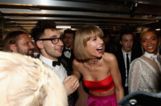 Musicians Jack Antonoff and Taylor Swift attend The 58th GRAMMY Awards