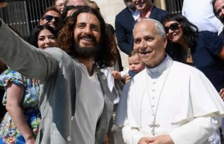 Jonathan Roumie and Pope Leo XIV