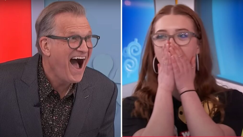 (left) Drew Carey on The Price is Right in shock after contestant won car on first try (right) contestant Alyssa Ludlow winning care on June 23, 2025