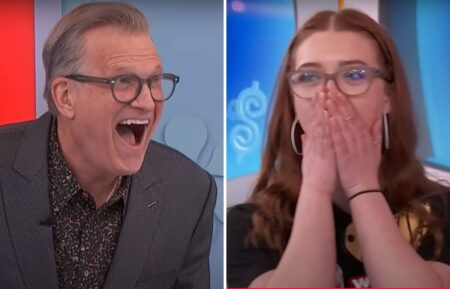 (left) Drew Carey on The Price is Right in shock after contestant won car on first try (right) contestant Alyssa Ludlow winning care on June 23, 2025