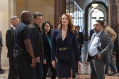 Shawn Ashmore as Wesley, Richard T. Jones as Grey, Nathan Fillion as Nolan, Alyssa Diaz as Angela, Bridget Regan as Monica, and Felix Solis as Garza — 'The Rookie' Season 7 Finale
