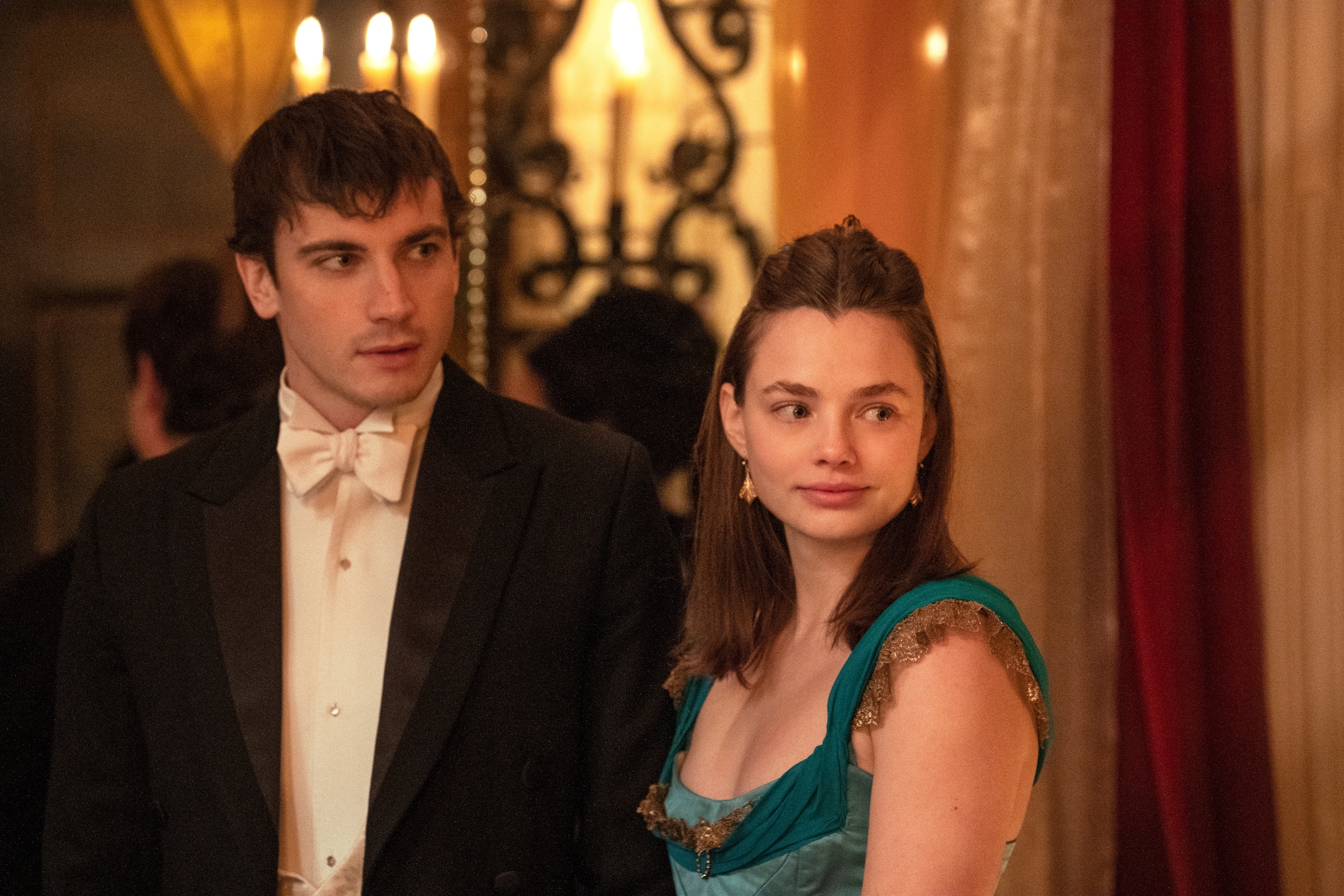 Theo and Nan in The Buccaneers Season 1