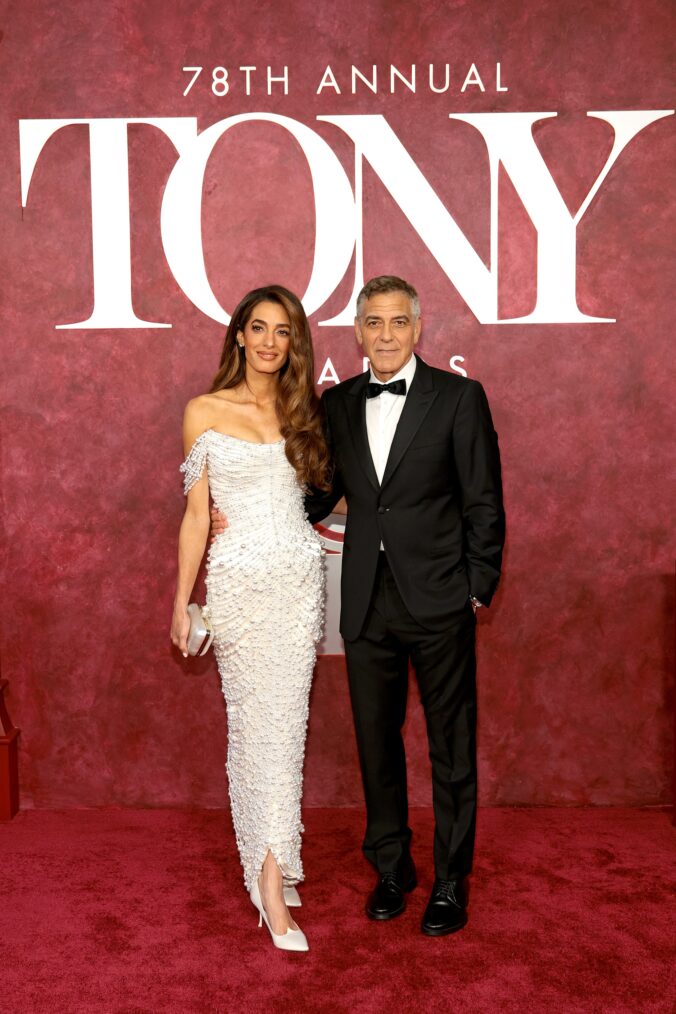 Amal and George Clooney at the 2025 Tony Awards at Radio City Music Hall on June 8, 2025 in New York City