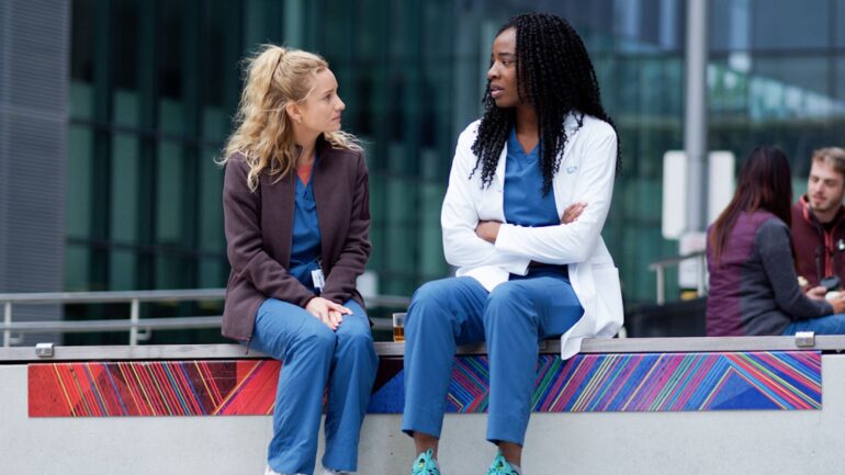 Laurence Leboeuf as Dr. Magalie Leblanc, Ayisha Issa as June Curtis — 'Transplant' Season 4 Episode 8 
