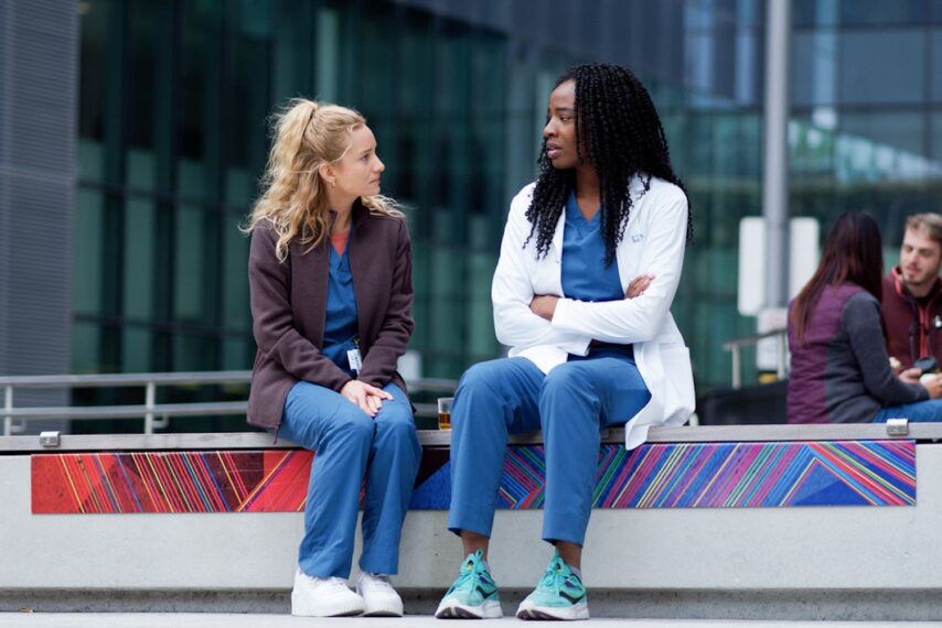 Laurence Leboeuf as Dr. Magalie Leblanc, Ayisha Issa as June Curtis — 'Transplant' Season 4 Episode 8 "All I Have Is How I Feel"