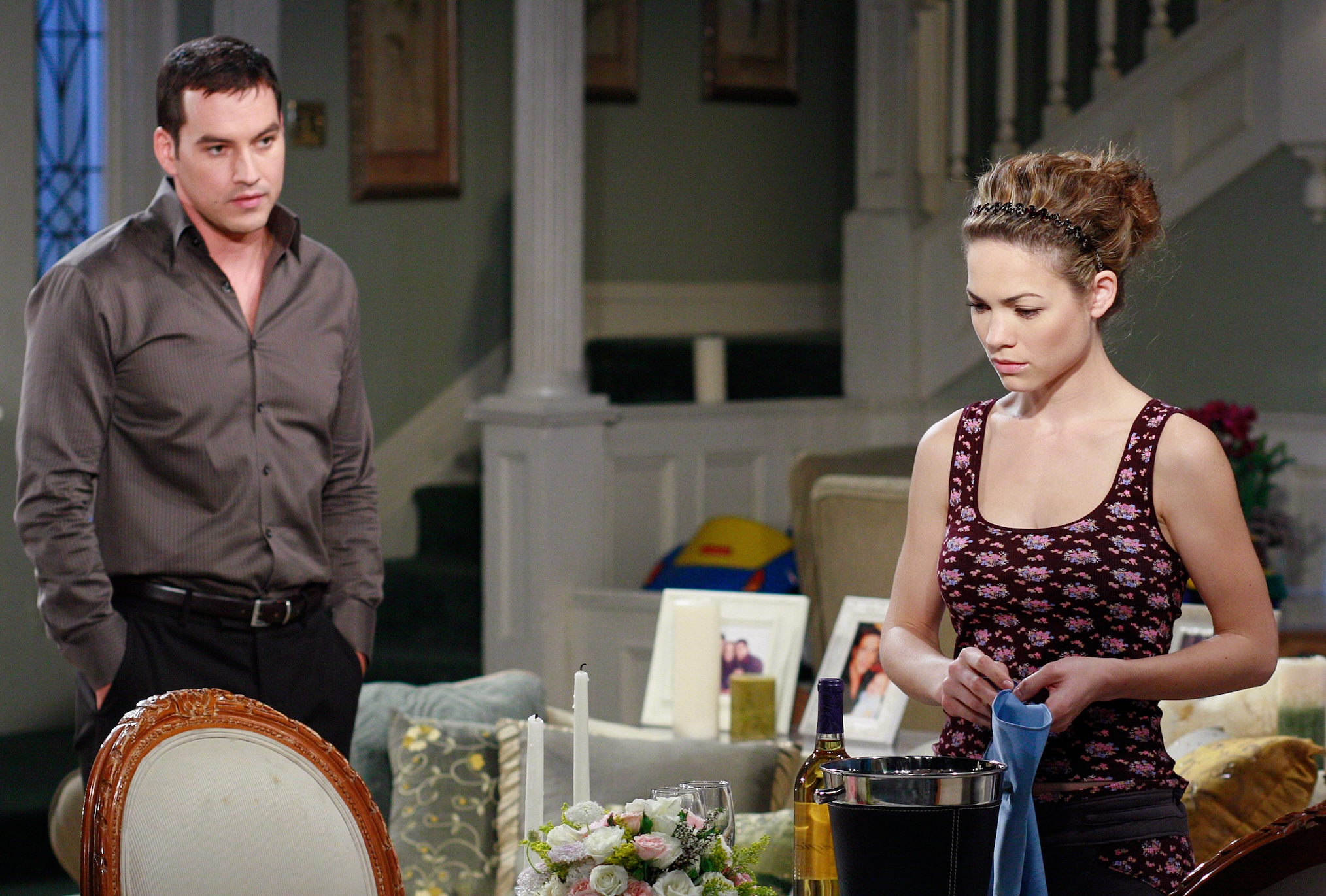 Tyler Christopher, Rebecca Herbst as Nikolas and Liz on 'General Hospital'