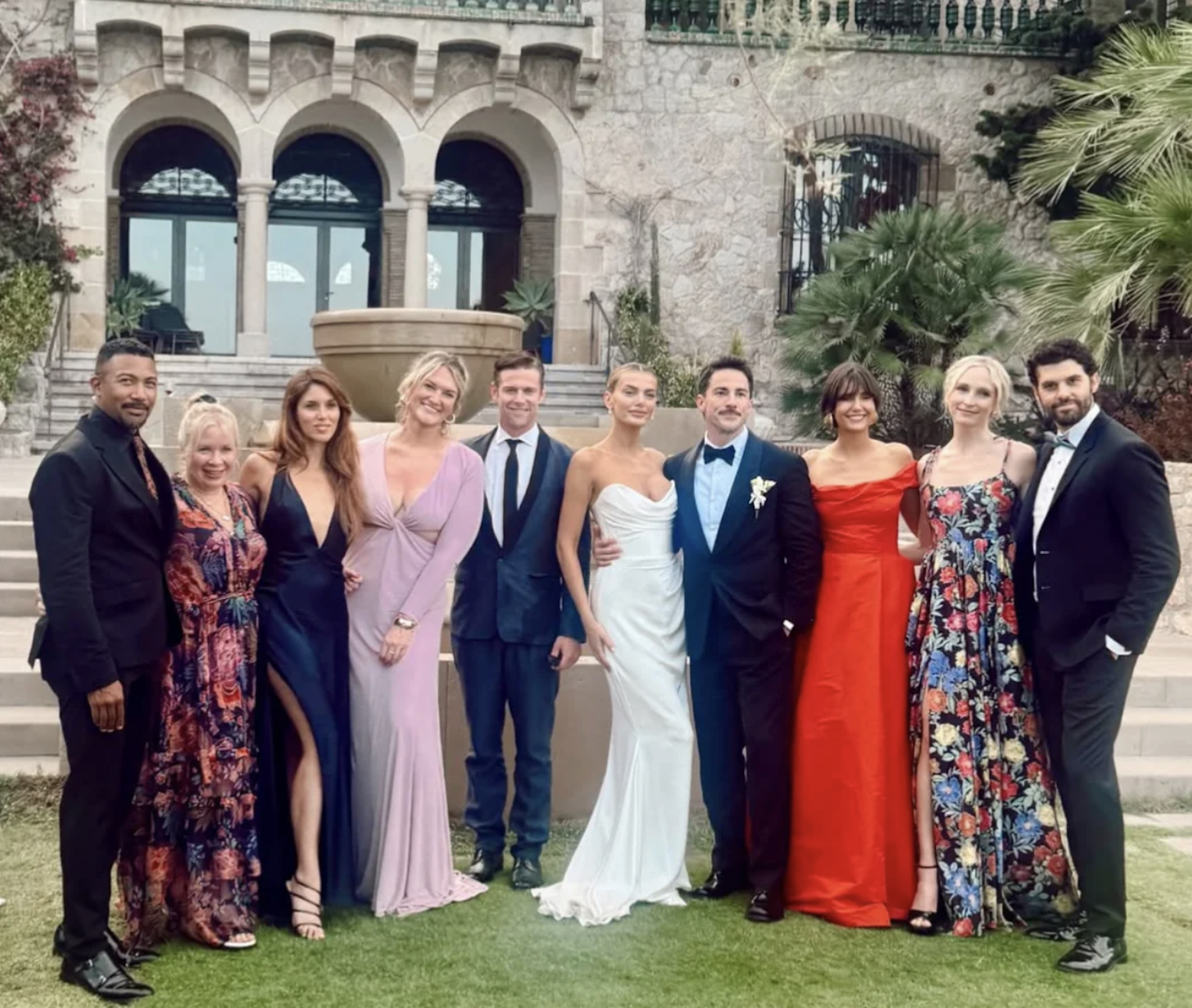 Charles Michael Davis, Julie Plec, Kayla Ewell, Carina Adly MacKenzie, Zach Roerig, Bregje Heinen, Michael Trevino, Nina Dobrev, Candice King, and Steven Krueger at Michael Trevino's wedding
