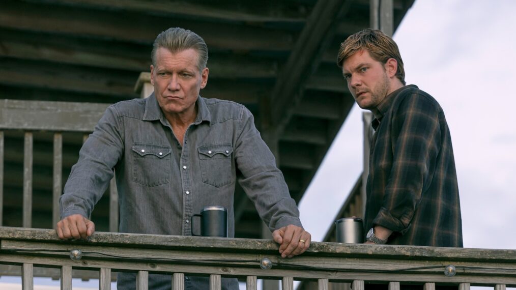 Holt McCallany as Harlan Buckley, Jake Weary as Cane Buckley in episode 105 of 'The Waterfront'