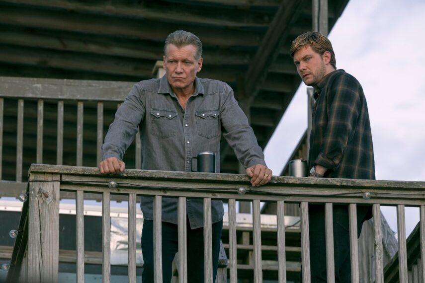 Holt McCallany as Harlan Buckley, Jake Weary as Cane Buckley in episode 105 of 'The Waterfront'