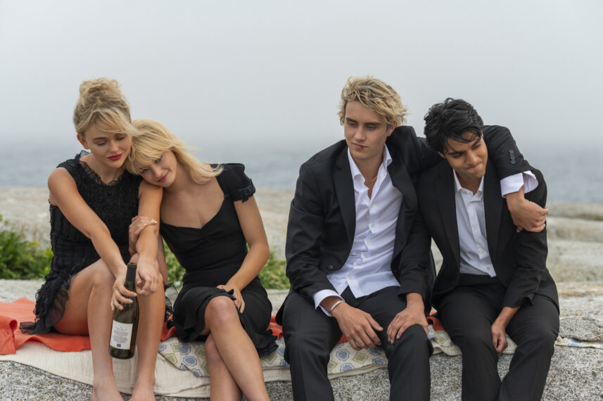 Emily Alyn Lind, Esther McGregor, Joseph Zada, Shubham Maheshwari as Cadence, Mirren, Johnny, and Gat in 'We Were Liars'
