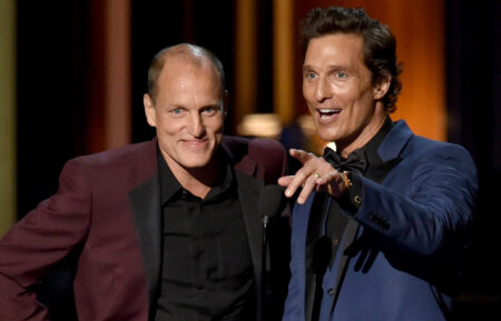 Woody Harrelson and Matthew McConaughey at the 66th Primetime Emmy Awards at Nokia Theatre L.A. Live in Los Angeles on August 25, 2014