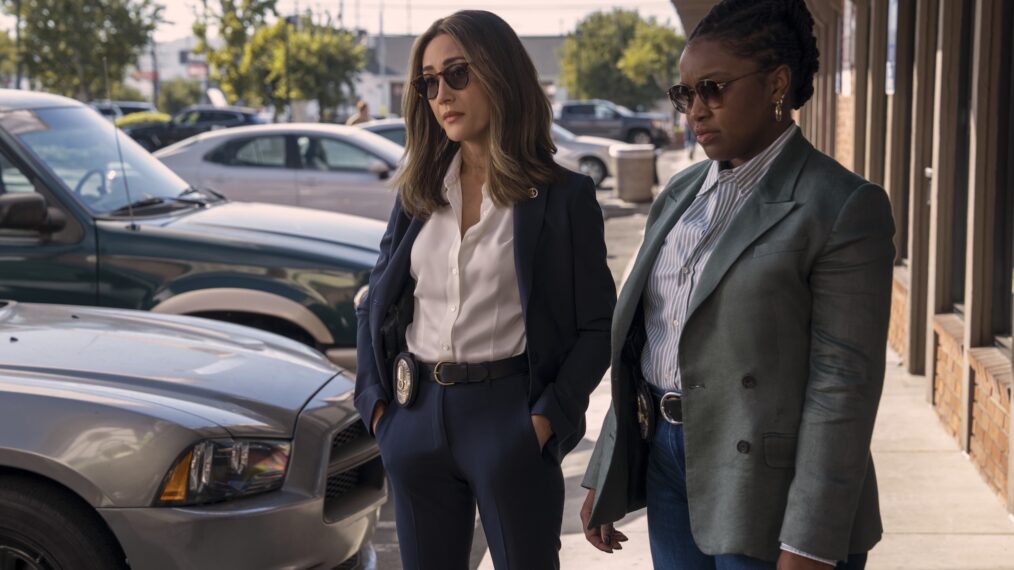 Maggie Q (Renée Ballard) and Courtney Taylor (Samira Parker) in BALLARD.