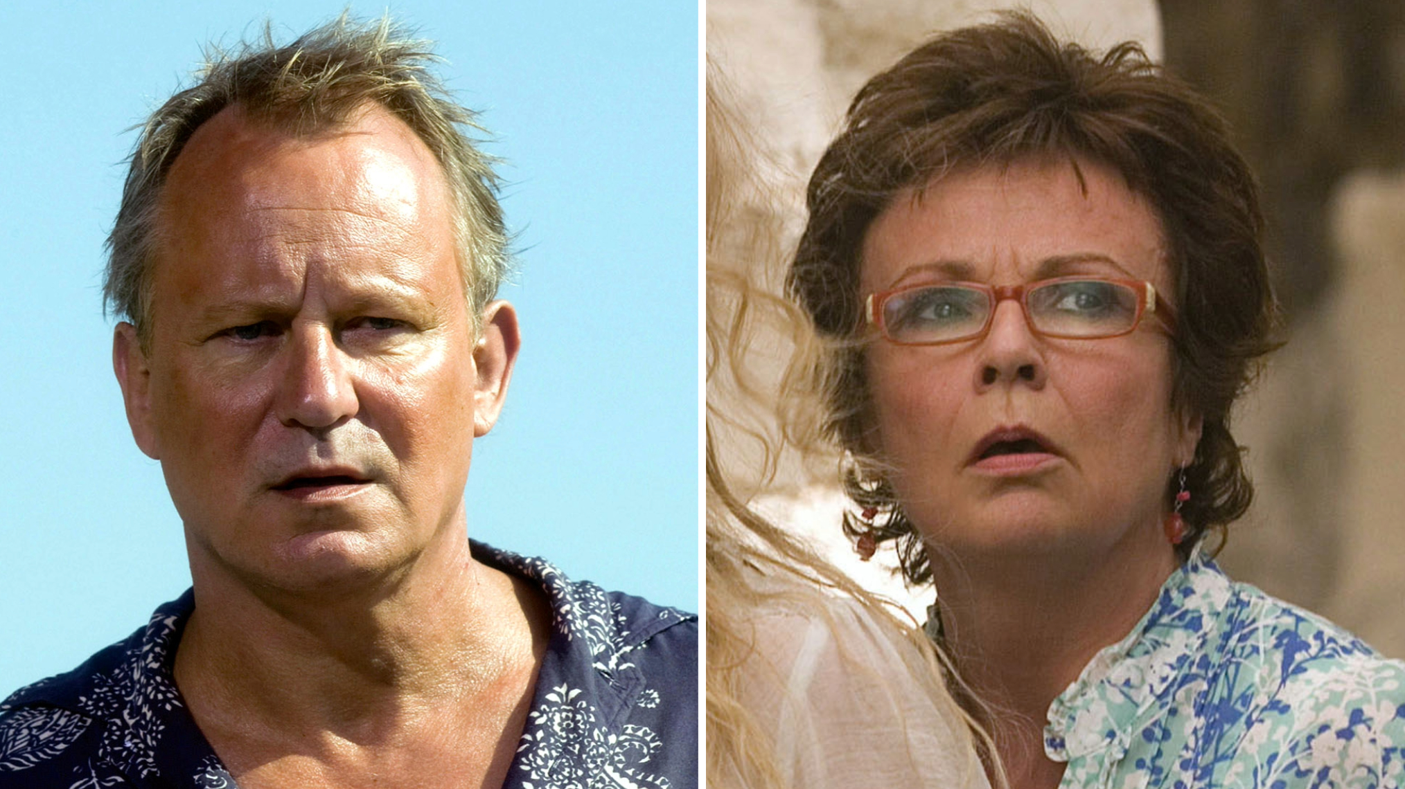 Stellan Skarsgard and Julie Walters as Bill and Rosie in Mamma Mia