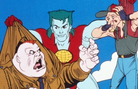CAPTAIN PLANET AND THE PLANETEERS, from left: Hoggish Greedly, Captain Planet, Rigger, 1990-1996