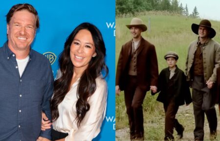 Chip and Joanna Gaines; Jason Hanna and Joe Riggs and sons Ethan and Lucas on Season 1 of Magnolia Network's 'Back to the Frontier.'