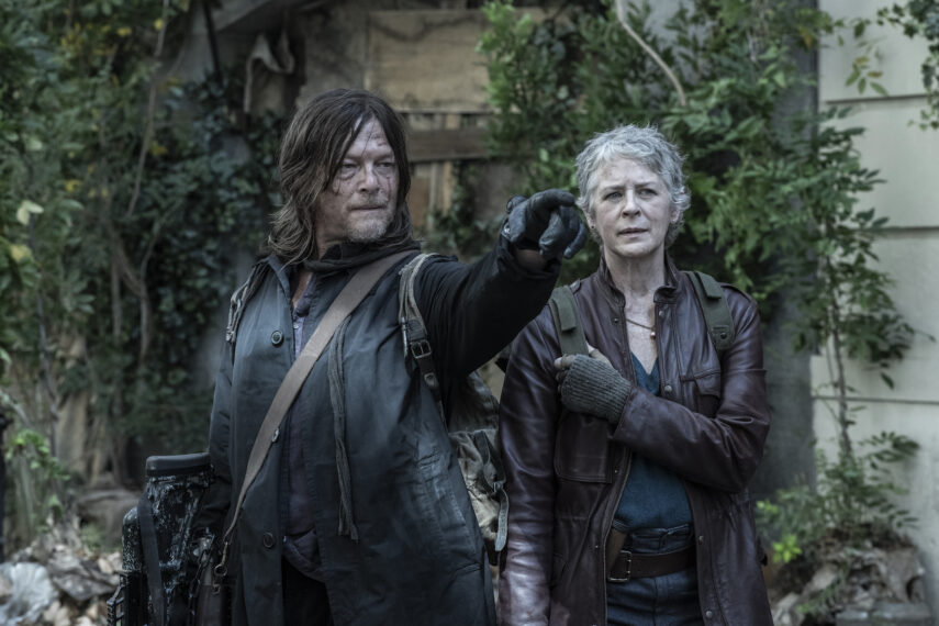 Norman Reedus as Daryl Dixon, Melissa McBride as Carol Peletier - The Walking Dead: Daryl Dixon _ Season 3