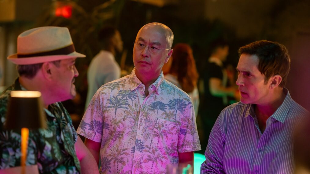 L-R: David Zayas as Angel Batista, C.S. Lee as Masuka and Desmond Harrington as Quinn in Dexter: Resurrection, episode 3, season 1, streaming on Paramount+ with SHOWTIME, 2025. Photo Credit: Zach Dilgard/Paramount+ with SHOWTIME.