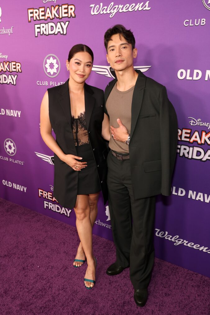 Dianne Doan and Manny Jacinto attend the Hollywood premiere of 'Freakier Friday,' July 22, 2025.