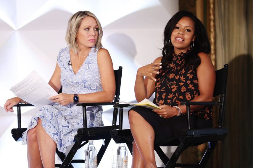 Dylan Dreyer and Sheinelle Jones attend A Conversation With Champions presented by Lotte New York Palace in New York City, August 2022.