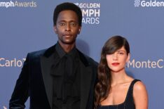 Edi Gathegi and Adriana Marinescu arrive at the closing ceremony of the 60th Monte Carlo TV Festiva