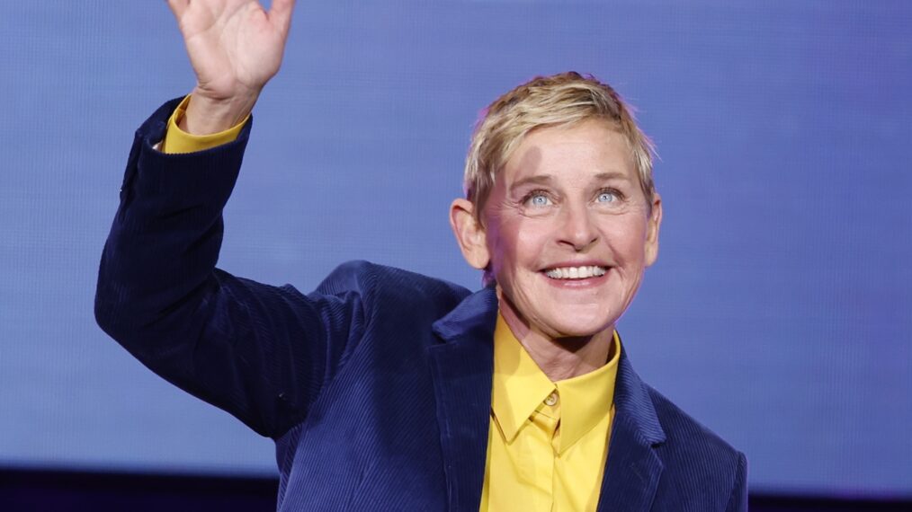 Ellen DeGeneres walks onstage during the Michelle Obama: The Light We Carry Tour at Warner Theatre on November 15, 2022 in Washington, DC.