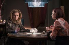 Carrie Preston as Elsbeth matching wits with a professional psychic, Tracey Ullman