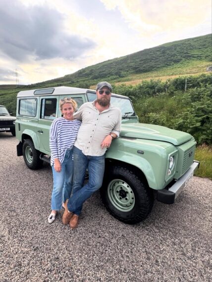 Erin Napier and Ben Napier in Scotland, July 2025.