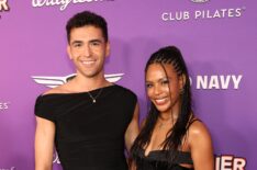 Ezra Sosa and Britt Stewart attend the Hollywood premiere of 'Freakier Friday,' July 22, 2025.
