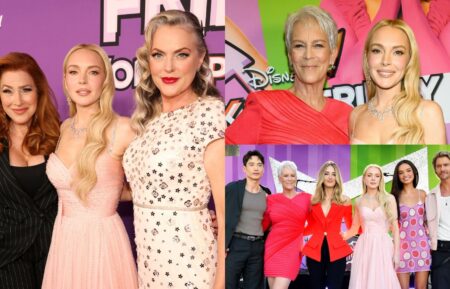 Lisa Ann Walter, Lindsay Lohan, Elaine Hendrix, Jamie Lee Curtis, Manny Jacinto, Julia Butters, Sophia Hammons, and Chad Michael Murray attend the Hollywood premiere of 'Freakier Friday.'