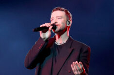 Justin Timberlake performs on stage during the 'Forget Tomorrow' World Tour at Barclays Center on October 07, 2024 in New York City