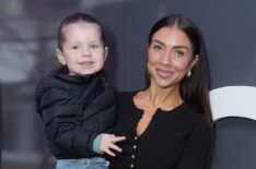 Jenna Johnson Chmerkovskiy and her son, Rome, attend Evenflo’s SensorySoothe pop-up in California, April 2025.