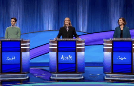 Scott Riccardi, Austin Hobbs, and Jolynda Chenicek on 'Jeopardy!'