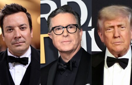 Jimmy Fallon, Stephen Colbert, and Donald Trump.
