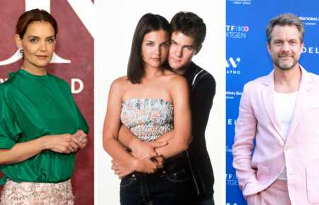 Katie Holmes and Joshua Jackson as Pacey and Joey in Dawson's Creek and Happy Hours announcement