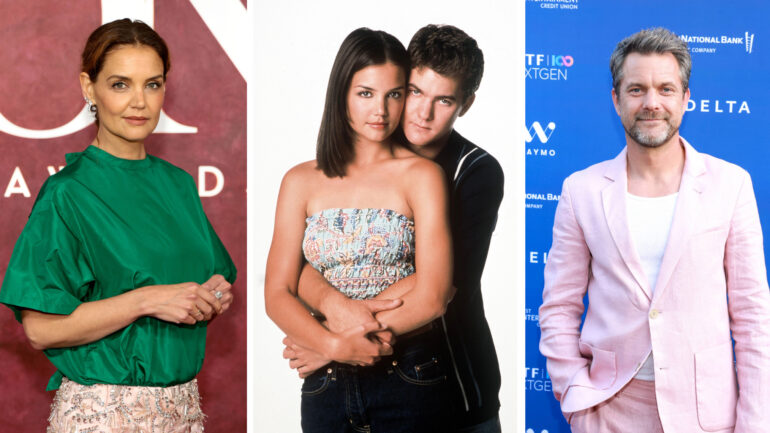 Katie Holmes and Joshua Jackson as Pacey and Joey in Dawson's Creek and Happy Hours announcement