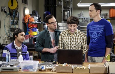 Kunal Nayyar, Johnny Galecki, Simon Helberg, and Jim Parsons on Season 10, Episode 2, of CBS' 'The Big Bang Theory.'